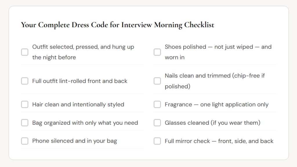 Your Complete Dress Code for Interview Morning Checklist